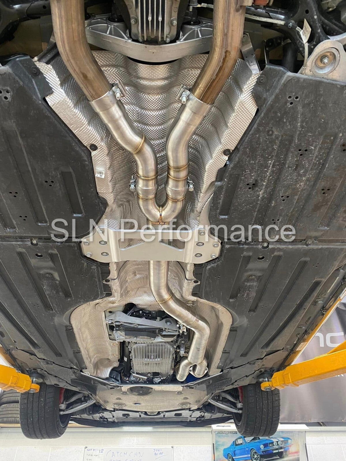 SLN BMW S58 M3 G80 M4 G82 X3M X4M LCI Non-Resonated Stainless Steel Single Mid Pipe with Under-Brace