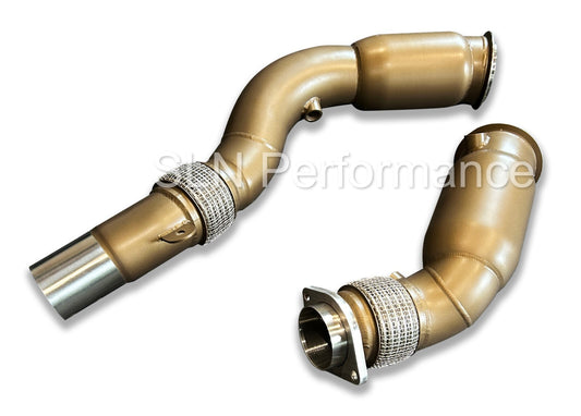 SLN BMW S55 M2C M3 M4 Sports Cat downpipes CERAMIC COATED