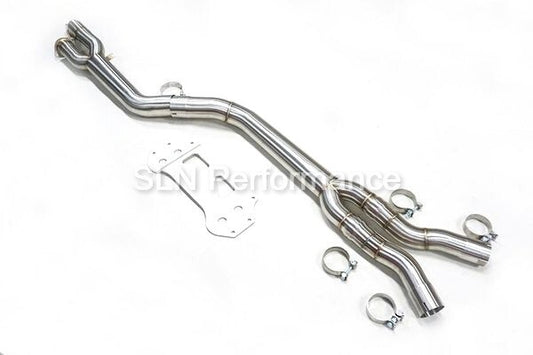 SLN BMW S58 M3 G80 M4 G82 X3M X4M LCI Non-Resonated Stainless Steel Single Mid Pipe with Under-Brace
